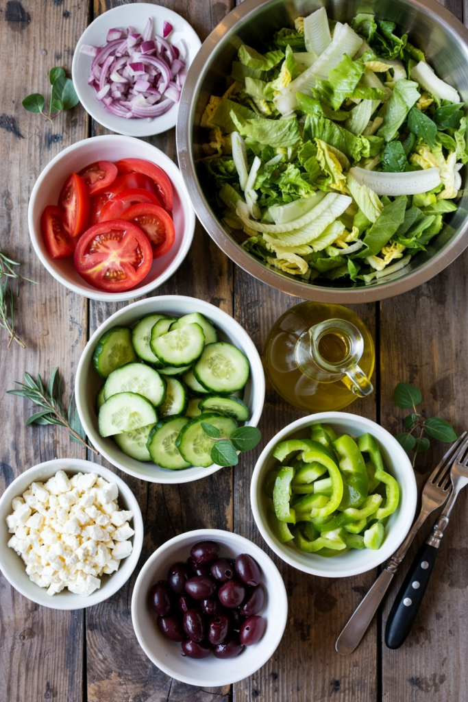 Fresh and vibrant Greek salad with feta, tomatoes, cucumbers, and olives