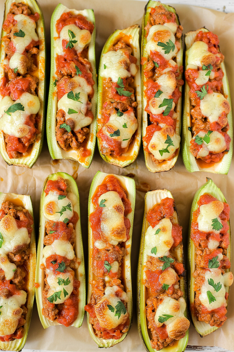 Easy Ground Beef Stuffed Zucchini Boats