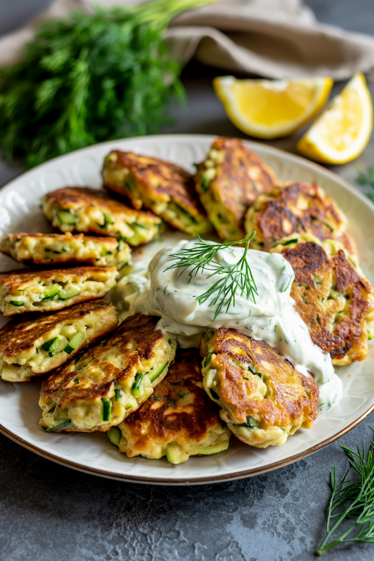 Zucchini Salmon Fritters with Lemon Dill