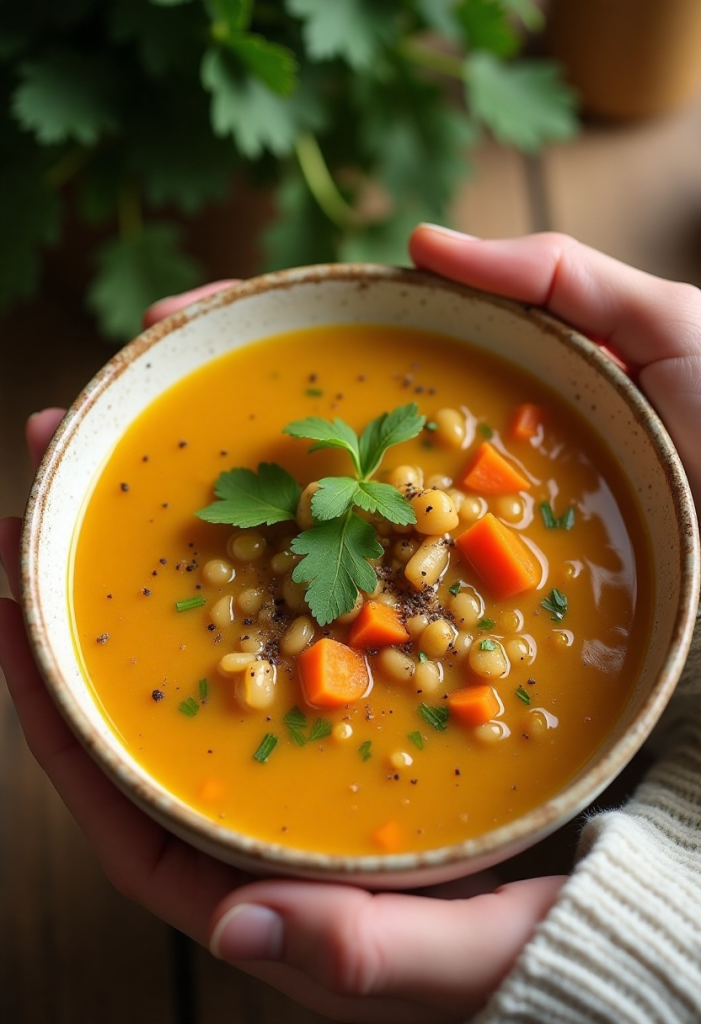 Chopping vegetables for hearty lentil soup