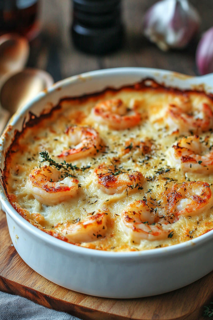 Creamy Keto Garlic Shrimp Au Gratin