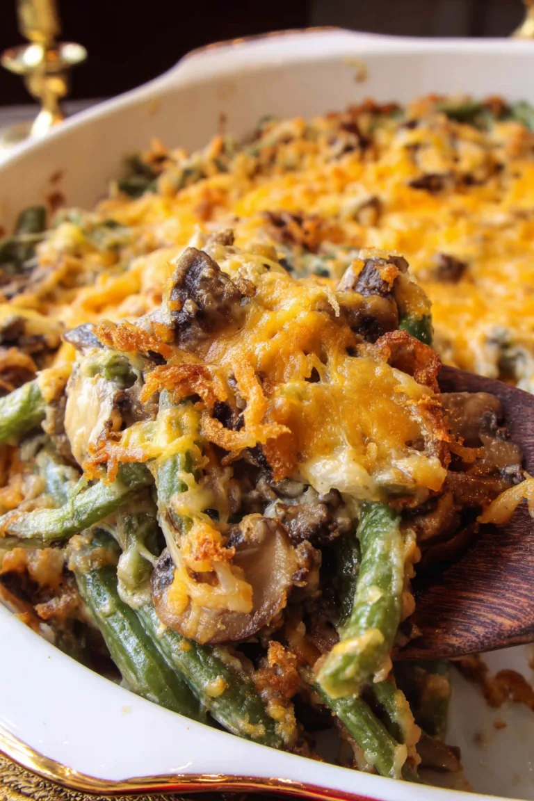Hamburger Green Bean Casserole with Mushrooms