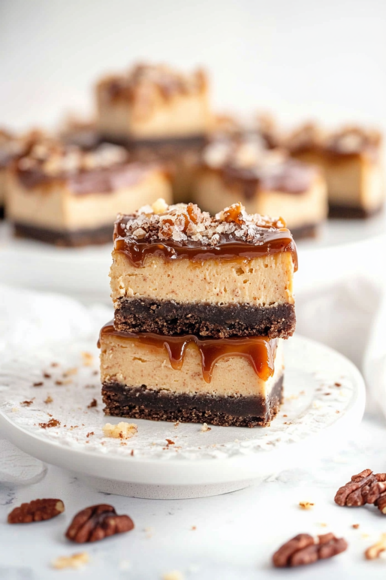 Keto Salted Caramel Cheesecake Bars