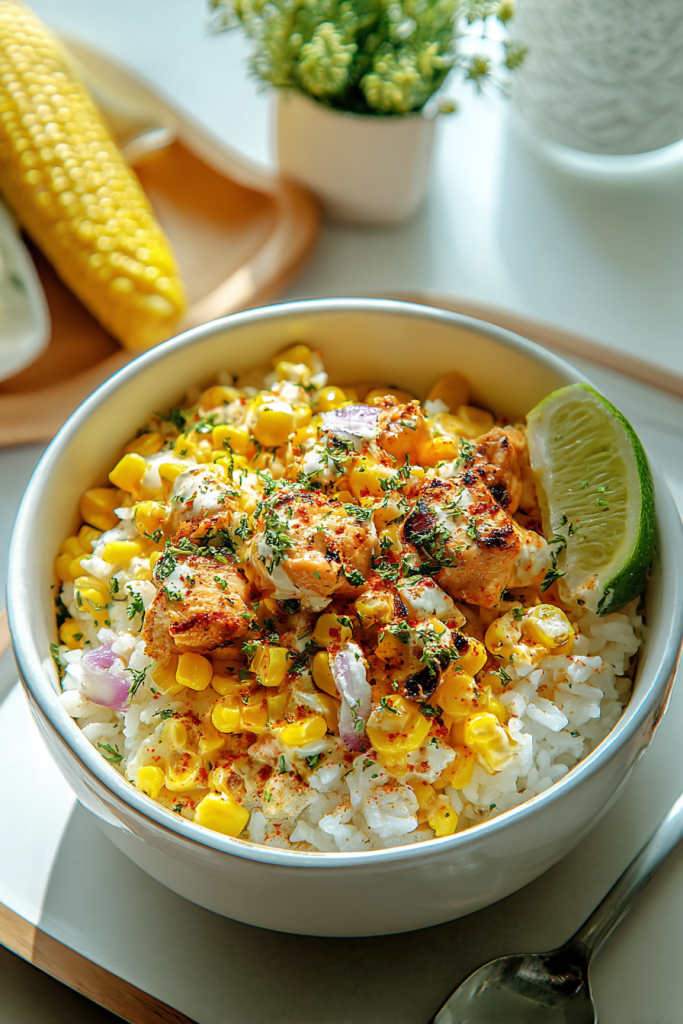 Street Corn Chicken Rice Bowl