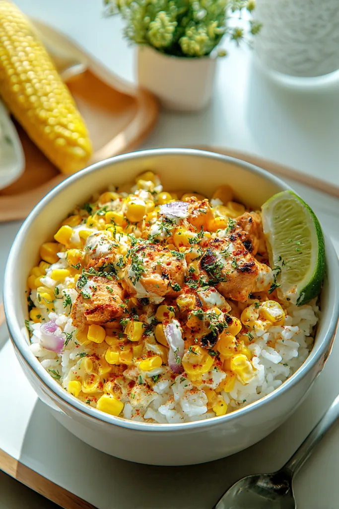Street Corn Chicken Rice Bowl