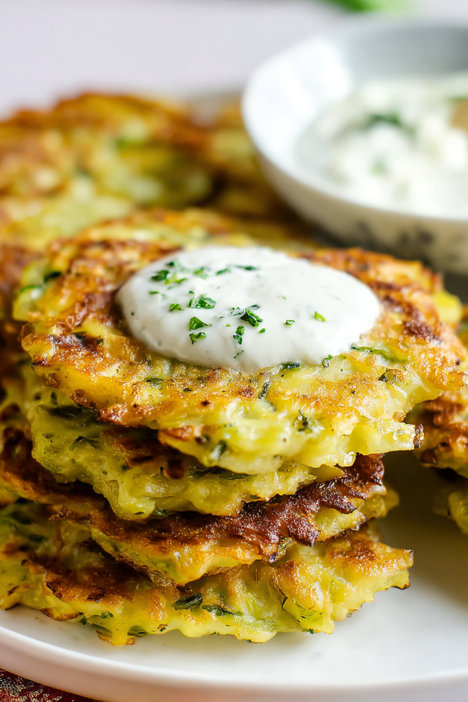 Easy Cabbage Fritters with Garlicky Dip