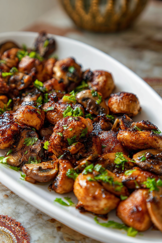 garlic mushroom chicken bites
