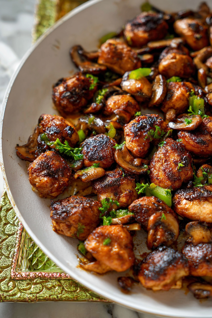 garlic mushroom chicken bites