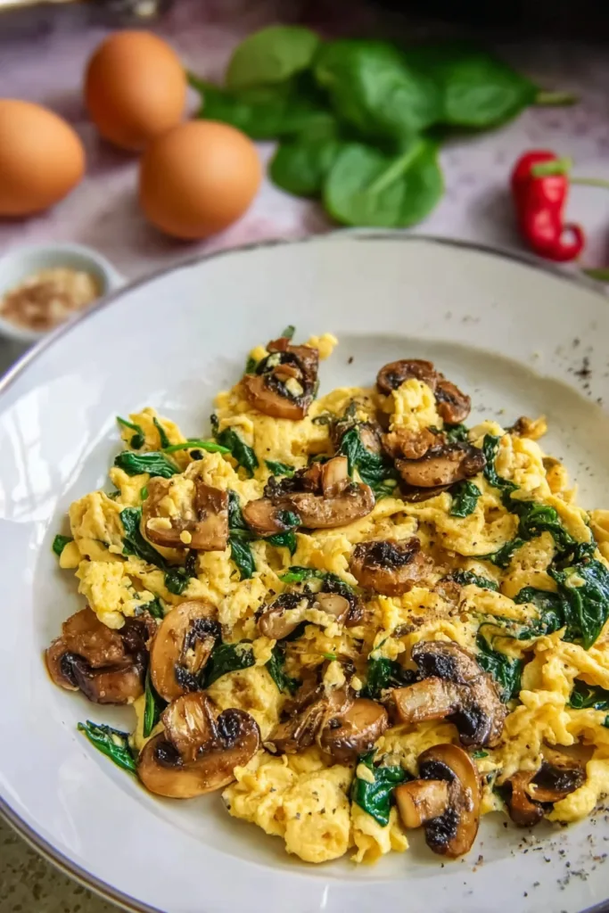 mushroom spinach scrambled eggs