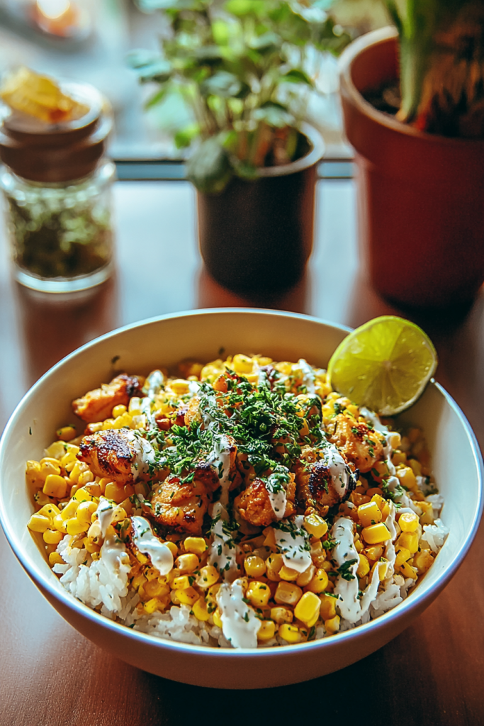Street Corn Chicken Rice Bowl