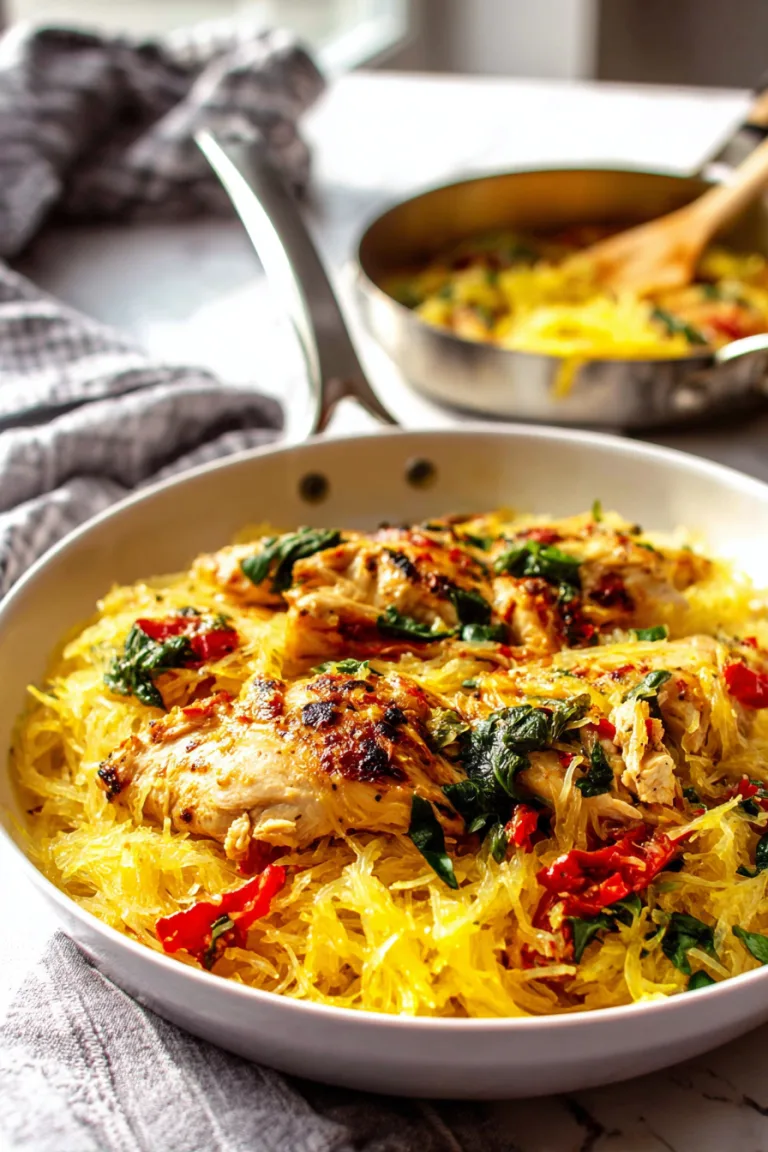 Easy Tuscan Chicken Spaghetti Squash Recipe | 35 Minutes