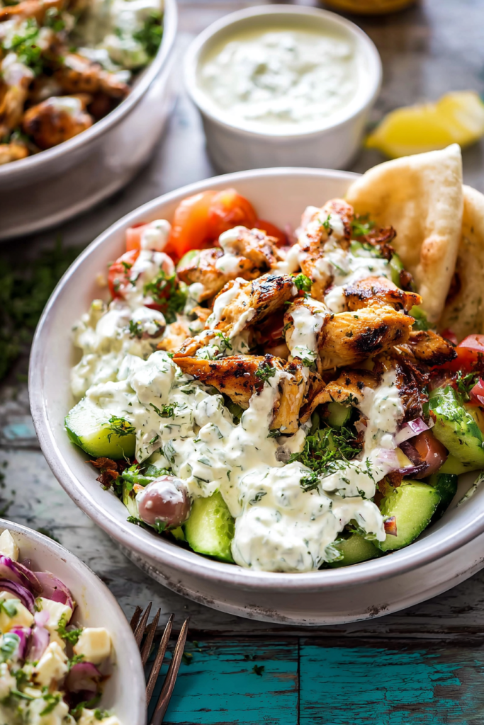 chicken tzatziki bowls