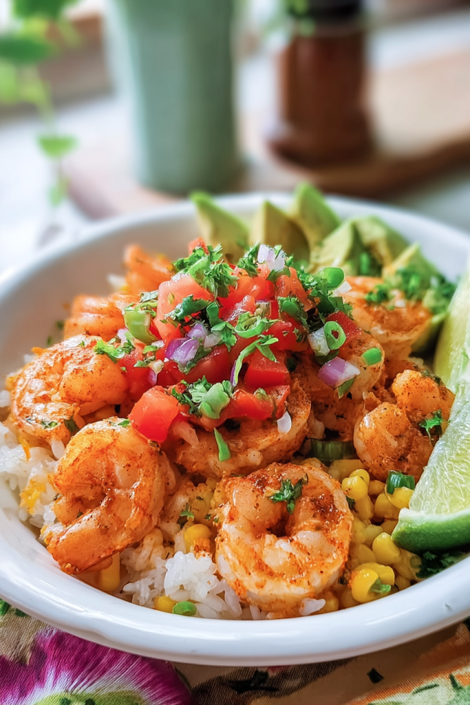 fiesta shrimp rice bowl