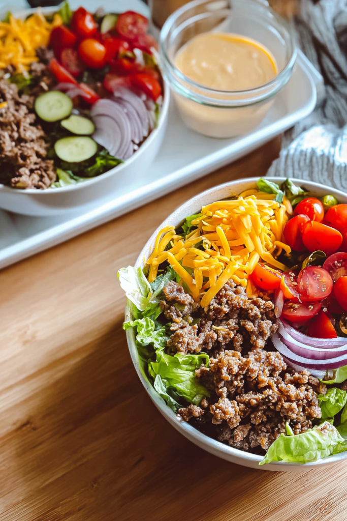 meal prep cheeseburger bowls