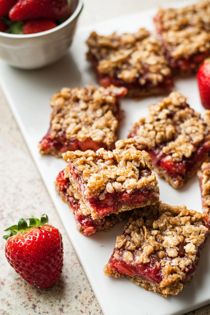 healthy strawberry oatmeal bars