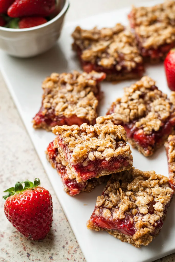 healthy strawberry oatmeal bars