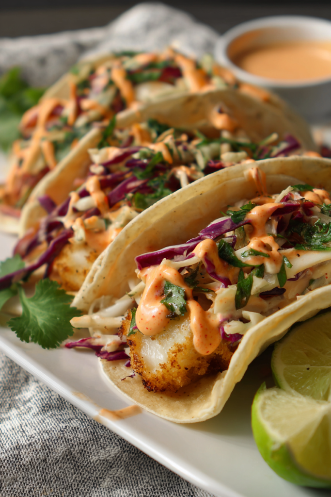fish tacos with cilantro slaw