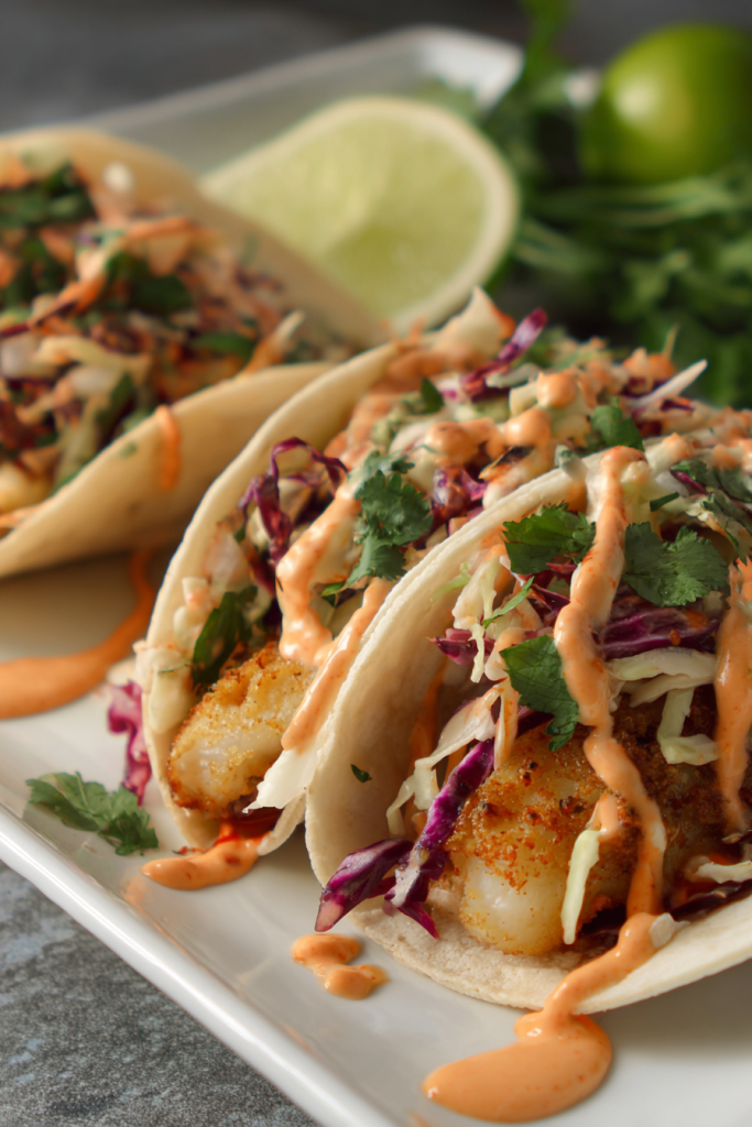 fish tacos with cilantro slaw
