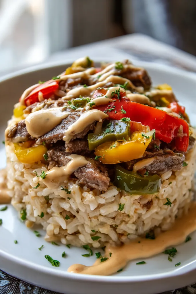 high protein philly cheesesteak rice
