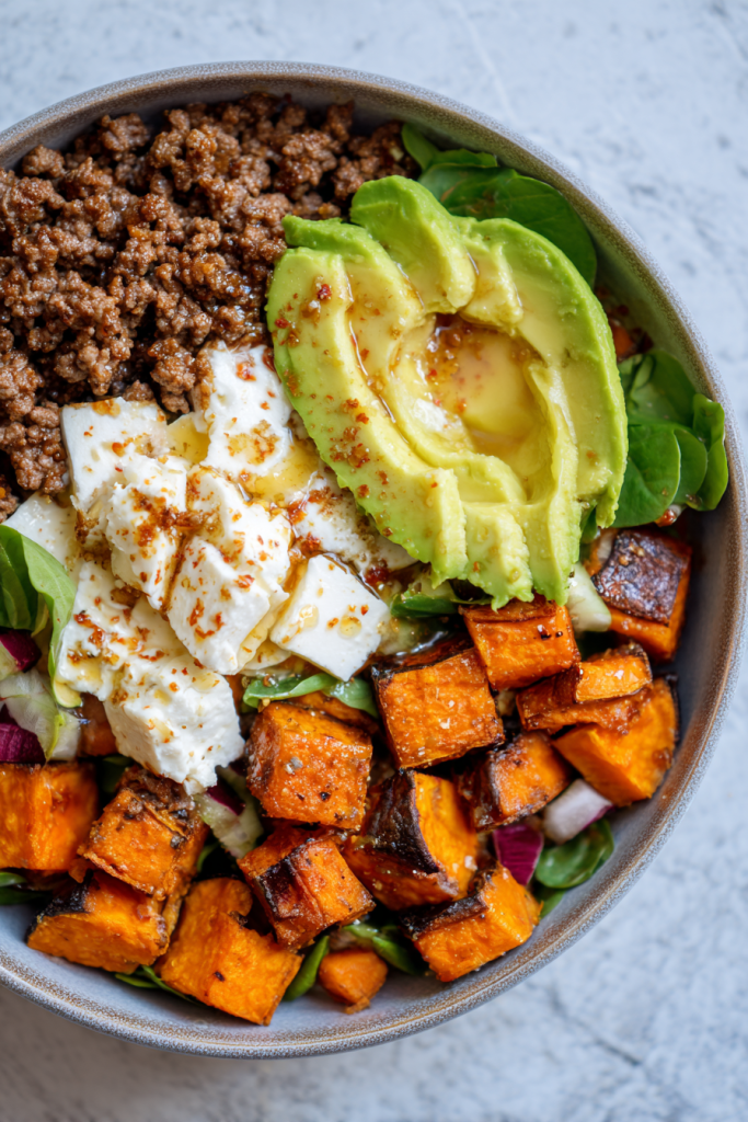 hot honey ground beef bowls