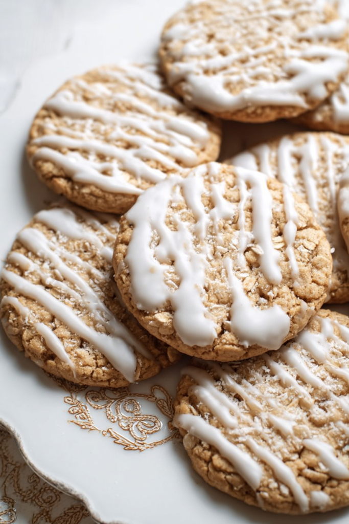 brown butter iced oatmeal cookies