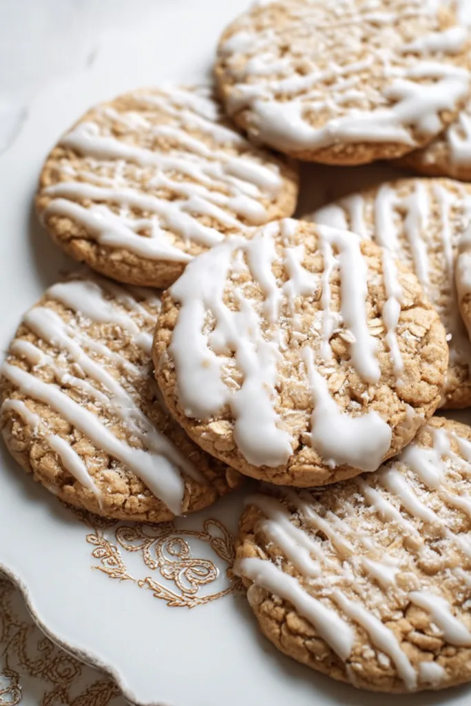 brown butter iced oatmeal cookies