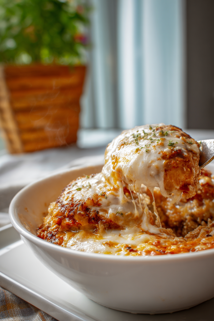 cottage cheese chicken parm bowl