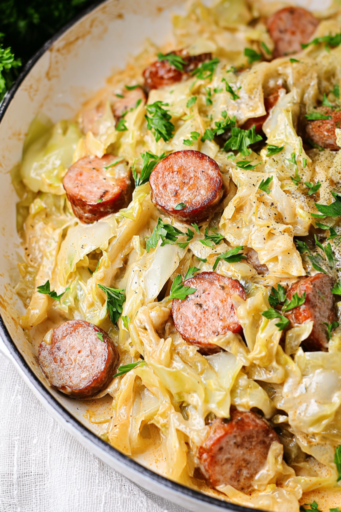 Cajun Sausage Cabbage Alfredo