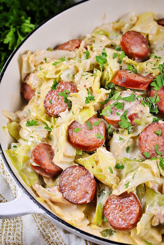 Cajun Sausage Cabbage Alfredo