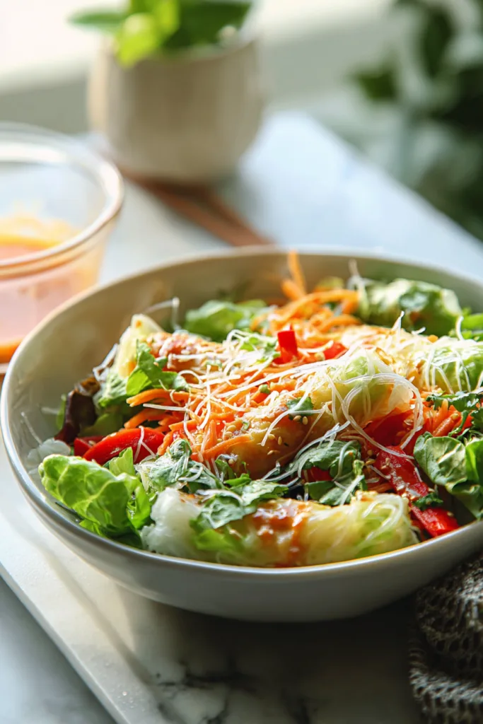 Spring Roll Salad with Spicy Ginger Dressing