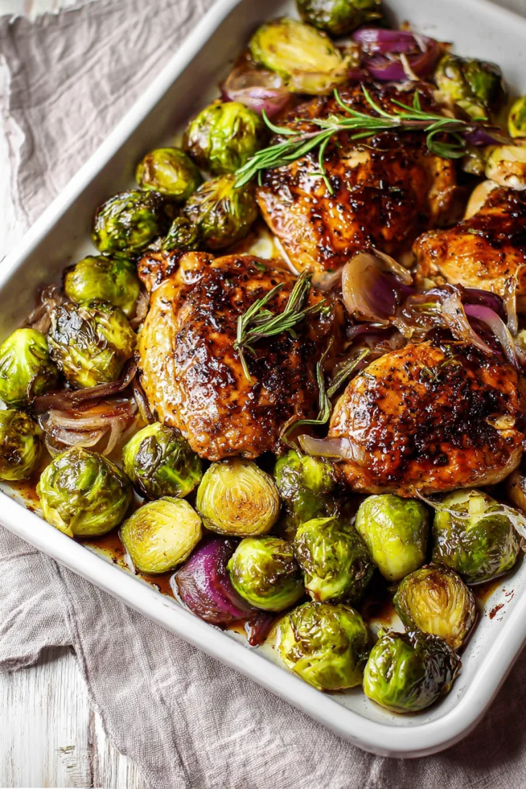 Balsamic Chicken with Brussels Sprouts (Sheet Pan Dinner)