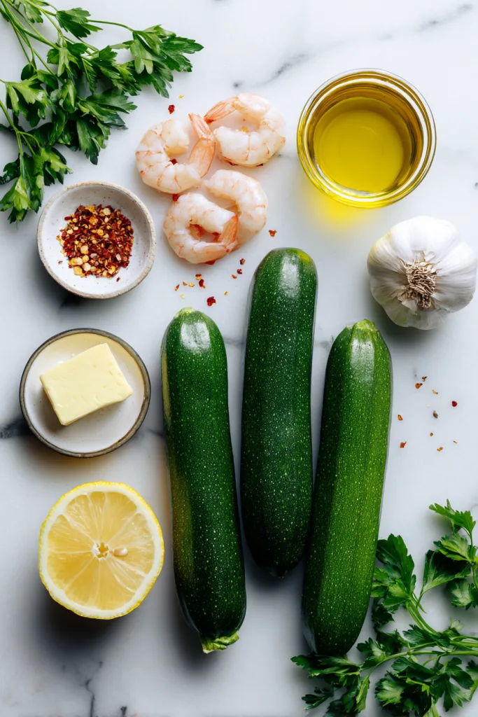 zucchini pasta with lemon garlic shrimp