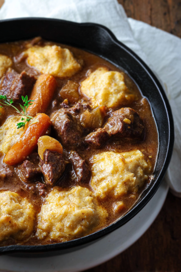 Keto Beef Stew with Cheesy Biscuit Crust
