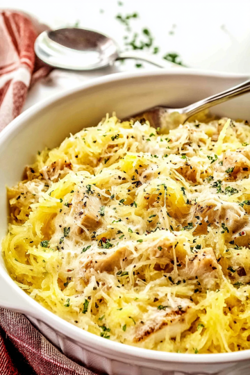 Spaghetti Squash Alfredo with Chicken