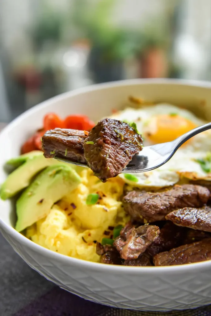 keto steak and egg bowl