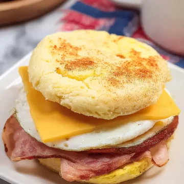 Keto Breakfast Sandwich with Egg, Cheese, and Ham