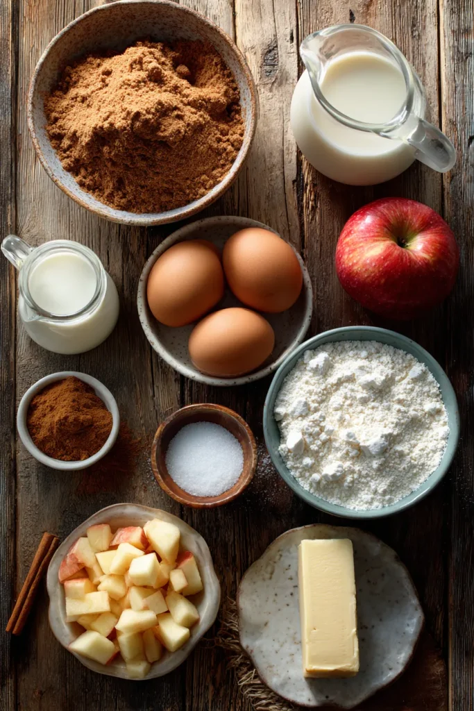 Coconut flour, diced apple, eggs and spices for keto apple fritters