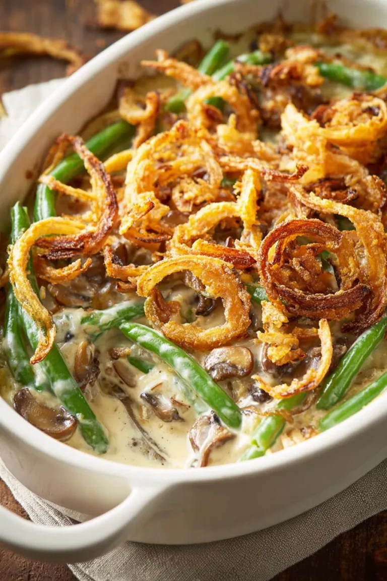 Keto Green Bean Casserole (Real Crispy Onions)