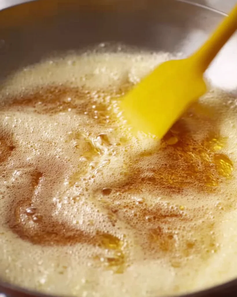 Browning butter in a light skillet until amber for blondies