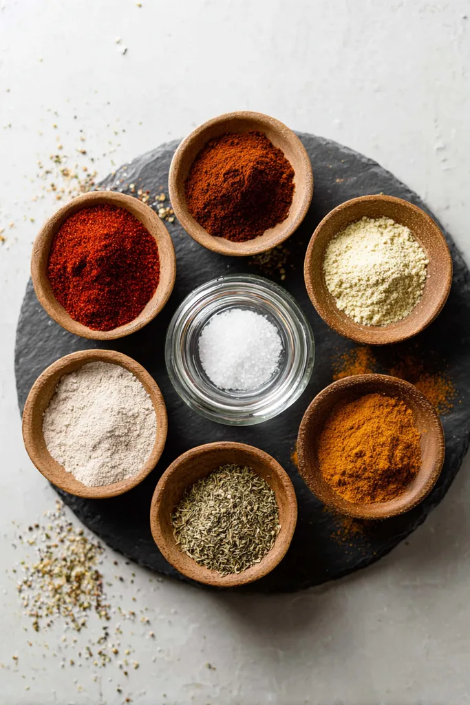 Chili powder, cumin, paprika and other spices for sugar free taco seasoning